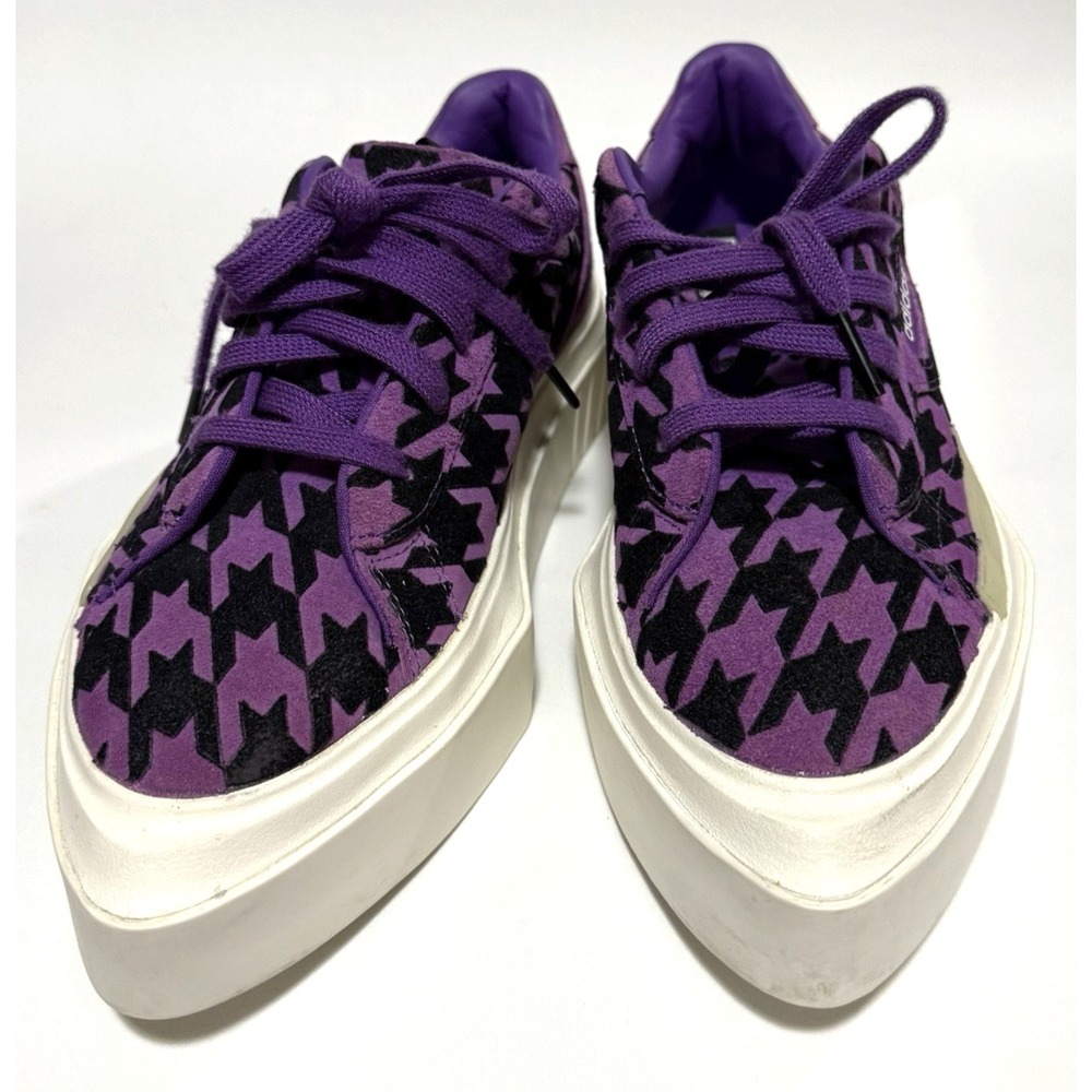 Adidas Originals Sneakers Women Size 6 Hypersleek Purple Black Houndstooth Suede - Picture 4 of 9